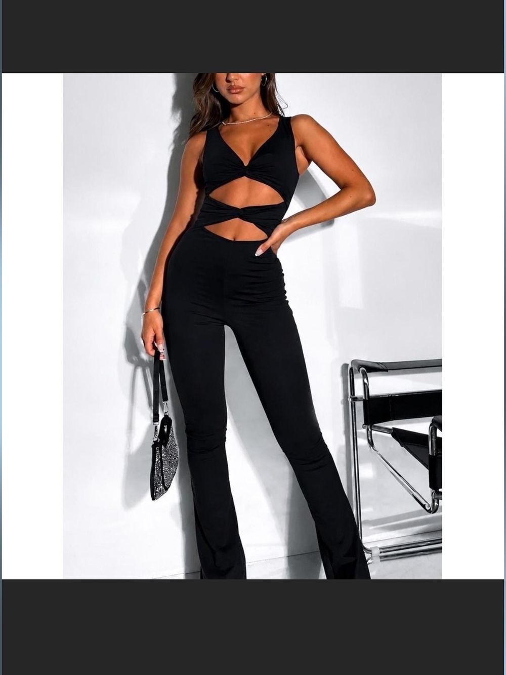 Whitefox Cutout Front Black Jumpsuit for Women